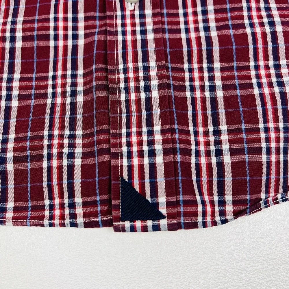 UNTUCKit Red Blue White Plaid Slim Fit Wrinkle Free Cotton‎ Btn Down Medium M
